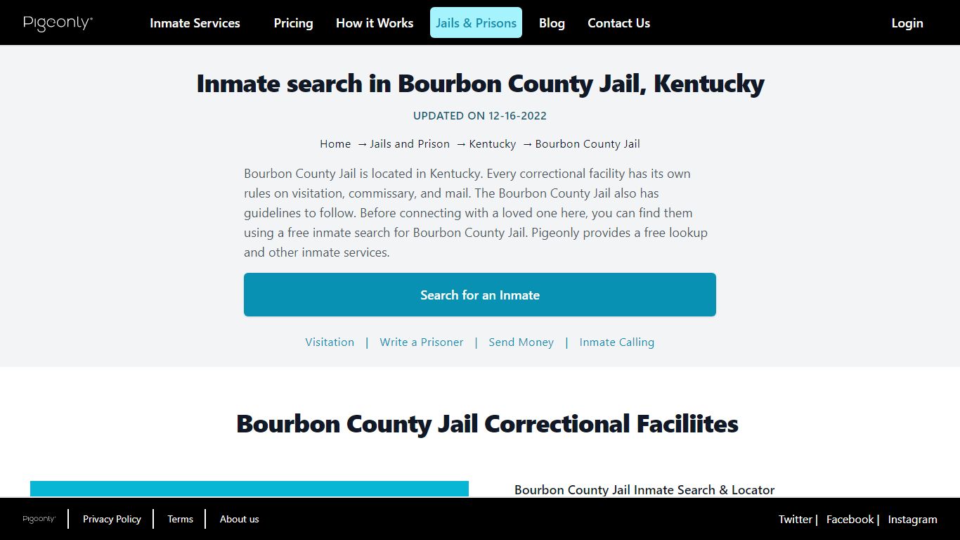 Inmate Search Bourbon County Jail, Kentucky | Pigeonly